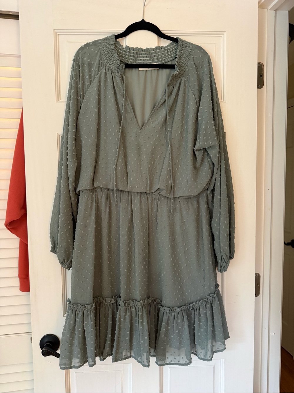Women’s Sage Green Swiss Dot Mini Dress